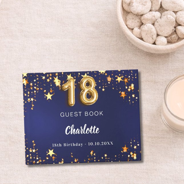 18:e födelsedagets blå guld-stjärnor gästböcker (Skapare uppladdad)