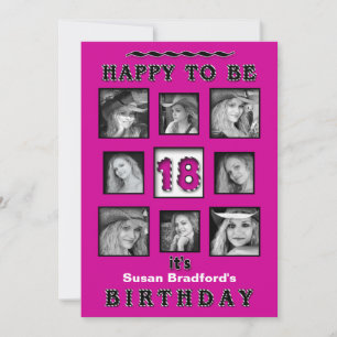 18:e Födelsedagsfest inbjudan - Foton - Fuchsia