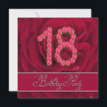 18:e födelsedagsfest inbjudan med ro<br><div class="desc">Inbjudan till elegant födelsedagsfest med massor av röd ros! Siffrorna bildas från dussintals röd ros. En inbjudan som du kan anpassa och göra unik för dig.</div>