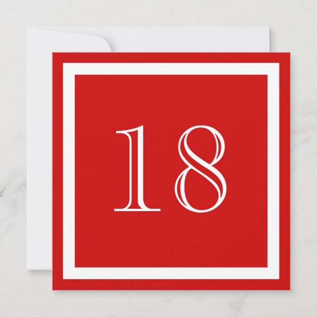 18:e Födelsedagsfest inbjudan - Röd (Framsida)