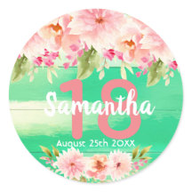 18:e födelsedagsfesten korallblommor grönt