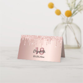 18:e födelsedagsfesten ro guld glitter rosa gnistr placeringskort
