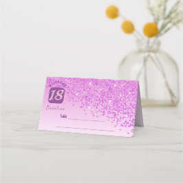 18:e Födelsedagsfesten Rosa Glitter Placeringskort