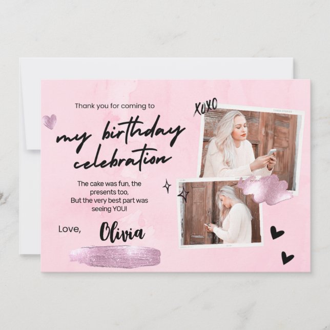 18:e Födelsedagsfesten tackkort Tack Kort (Framsida)