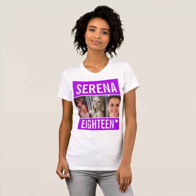 18:e födelsedagsfestens firande-fotolila t shirt (Hel framsida)
