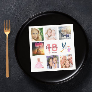 18:e födelsedagsfestens fotokollage pappersservett