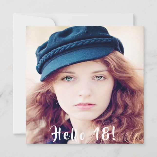 18:e födelsedagsfestens hej 18 foto inbjudningar (Framsida)