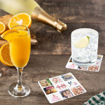 18:e födelsedagsfestens vita fotokollage för namn underlägg papper kvadrat<br><div class="desc">En party underlägg för en gigantisk 18:e födelsedagsfest och firar sitt liv med en kollage på 8 av dina foton. Mallar för namn,  18 år och datum. Födelsedatum eller datum för party. Coral och burgundy färgad brev. Vit bakgrund.</div>
