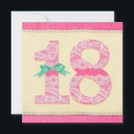 18:e födelsedagsflickan med kortet önskemål mode kort<br><div class="desc">Snöre,  pärlor,  rosa,  rosett band ...  Allt för en flickas 18-årsdag (Photoprint inslag).</div>