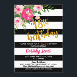 18:e födelsedagsinbjudan - Blommigt med svartvitt Inbjudningar<br><div class="desc">Perfekt till att fira den där tjejen som blir 18!</div>