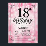 18:e födelsedagsinbjudan Rosa Glitter Inbjudningar<br><div class="desc">18:e födelsedagsinbjudan med Rosa String Ljus med Rosa Glitter bakgrund. Rosa Birthday. Vuxen Birthday. Manar eller Women Bday Inbjudan. 13:e 15:e 16:e 18:e 20:e 30:e 40:e 60:e 70:e 80:e 90:e 100:e, oavsett ålder. Om du vill göra ytterligare anpassningar klickar du på knappen "Anpassa" och användor verktyg som är utformat för...</div>