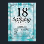 18:e födelsedagsinbjudan Teal Glitter Inbjudningar<br><div class="desc">18:e födelsedagsinbjudan med Teal String Ljus med Teal Glitter-bakgrund. Teal Birthday. Vuxen Birthday. Manar eller Women Bday Inbjudan. 13:e 15:e 16:e 18:e 20:e 30:e 40:e 60:e 70:e 80:e 90:e 100:e, oavsett ålder. Om du vill göra ytterligare anpassningar klickar du på knappen "Anpassa" och användor verktyg som är utformat för att...</div>