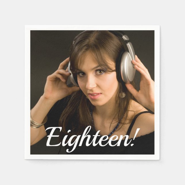 18:e födelsedagskalender, anpassningsbar fotoskrip pappersservett (Framsidan)