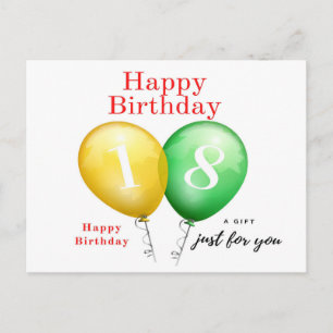 18:e födelsedagskort för henne vykort