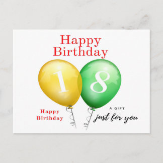 18:e födelsedagskort för henne vykort