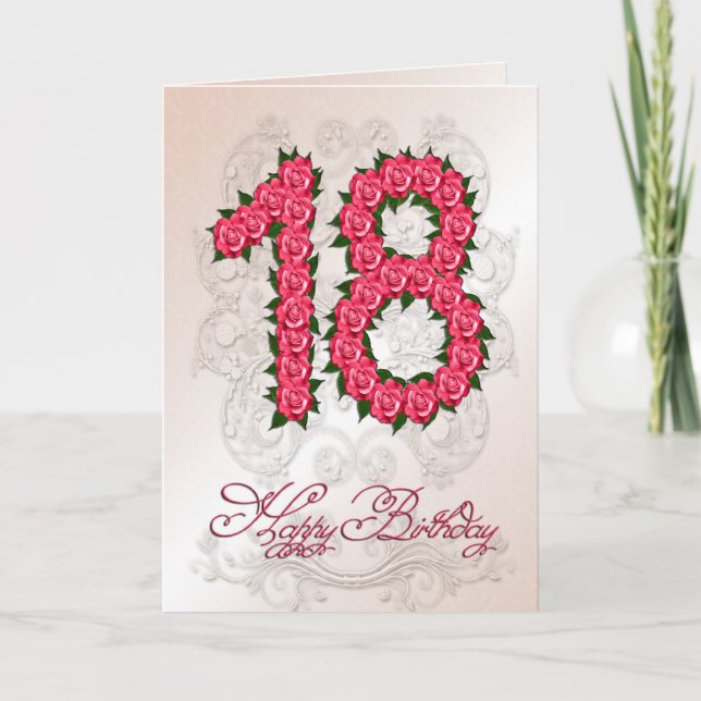 18:e födelsedagskort med ro och löv kort (Framsida)