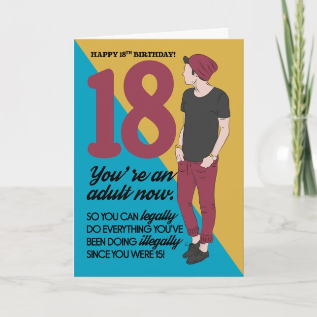 18:e födelsedagskortet, Roligt och Trendig, Humor Kort (Framsida)