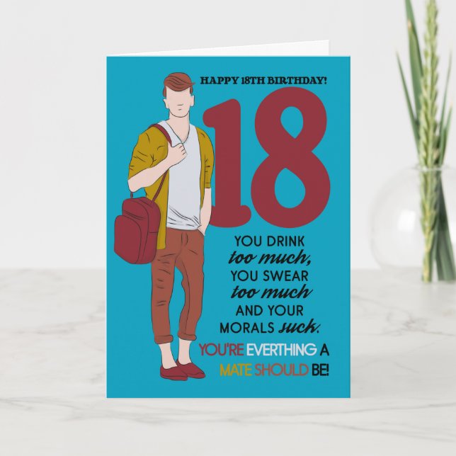 18:e födelsedagskortet, Roligt och Trendig, Humor Kort (Framsida)
