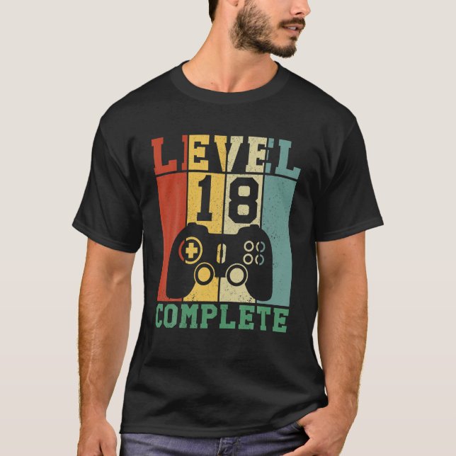 18:e födelsedagsnivån 18 fullständig t shirt (Framsida)
