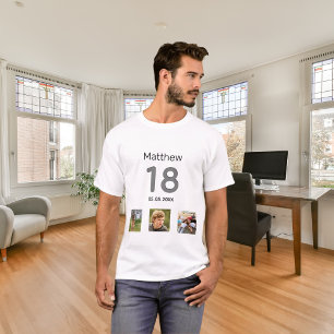 18:e födelsedagspresent anpassningsbar fotomonogra t shirt