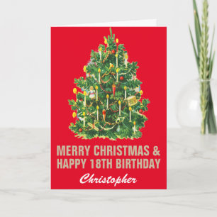 18:e Grattis på födelsedagen och God jul Red & Gul Kort