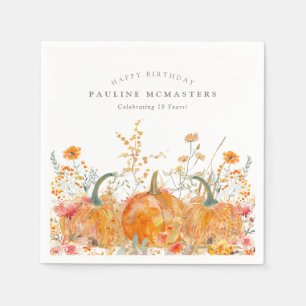 18:e Grattis på födelsedagen Pumpkin Wildbloms-Anp Pappersservett