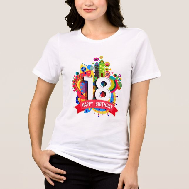 18:e Grattis på födelsedagen Tri-Blend Girl T-shir T Shirt (Framsida)