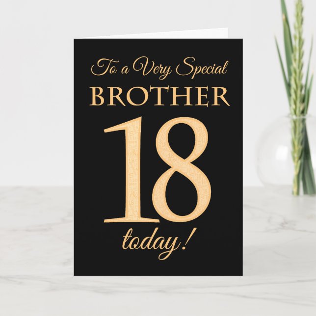 18:e Guld-effekten på Black för Brother Birthday Kort (Framsida)