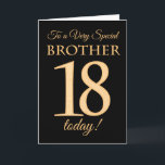 18:e Guld-effekten på Black för Brother Birthday Kort<br><div class="desc">En chic 18: e födelsedagskortet för en "mycket Speciell bror",  med nummer 18 bestående av guld-effektnummer och ord "broder",  i guld,  på svart bakgrund. Det inre budskapet,  som man kan ändra om man vill,  är "Grattis på födelsedagen"</div>