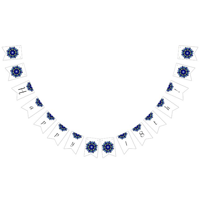 18:e lycklig! Mandala på mörk blått Vimplar (Alla)