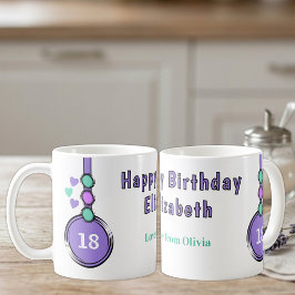 18:e lyckliga födelsedag namn lila grön kaffemugg