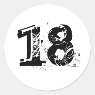 18:e runt klistermärke