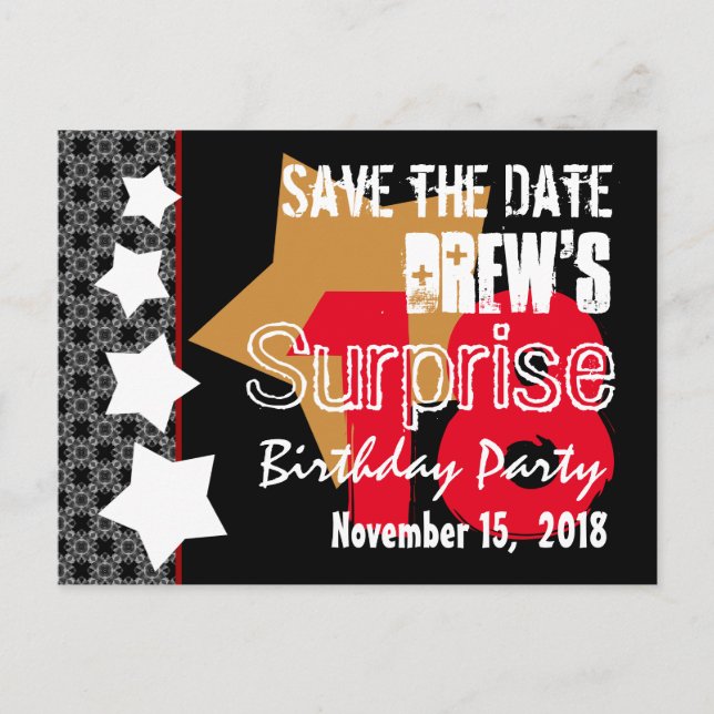 18:e Spara datum Modern födelsedag A07 Meddelande Vykort (Framsida)