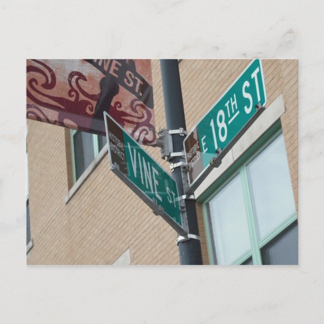 18:e Vine Kansas City Postcard Vykort (Framsida)
