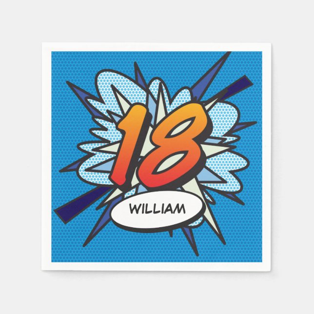 18 Födelsedag Roligt Retro Tecknad Bok Pappersservett (Framsidan)