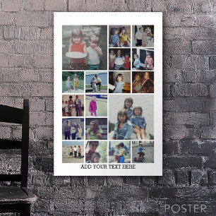 18 Foto Collage och Text - Kan redigeras Svart Poster