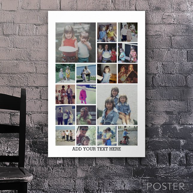 18 Foto Collage och Text - Kan redigeras Svart Poster (Custom Poster)