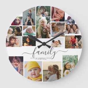 18 Fotokollage Cute Family Kärlek-minne Stor Klocka