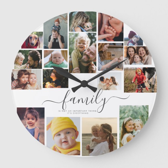 18 Fotokollage Cute Family Kärlek-minne Stor Klocka (Framsida)