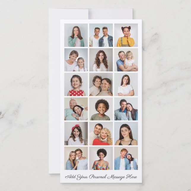 18 Fotokollage lägg till din egen Hälsning Kort (Framsida)