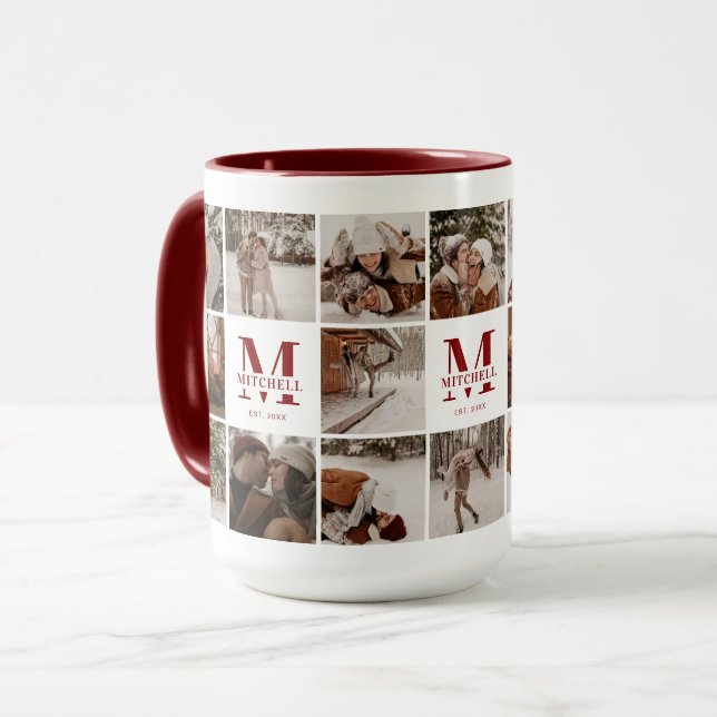 18 Fotokollage Modern Familjemaron Personlig Mugg (Framsida vänster)