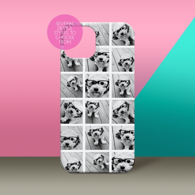 18 Fotokollage - Modernt staplade rutnät (Personalized Phone Case with Custom Photos and Text - Pick Your Device Style)