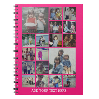 18 Fotokollage och text - Kan redigera Shock rosa Anteckningsbok
