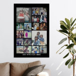 18 Fotokollage och text - Kan redigera svart Poster<br><div class="desc">En design med en grundläggande svart bakgrund. Använda upp till 18 kvadratfoton för att skapa en unik och personlig gåva. Om du behöver justera bilder klickar du på verktyg för att anpassa ändringar.</div>