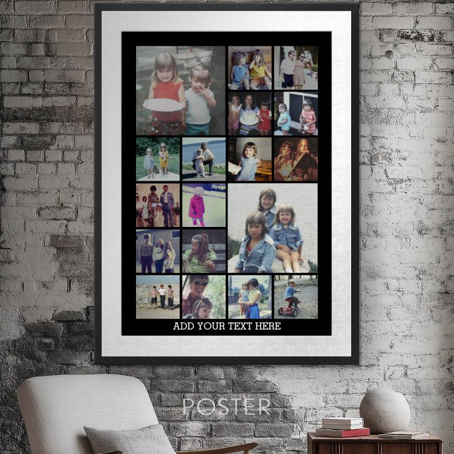 18 Fotokollage och text - Kan redigera svart Poster (Personalized Poster - Add your photos and text)