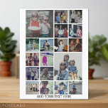 18 Fotokollage och text - Kan redigera vitt Vykort<br><div class="desc">En design med en grundläggande solid bakgrund i färg. Använda upp till 18 kvadratfoton för att skapa en unik och personlig gåva. Om du behöver justera bilder klickar du på verktyg för att anpassa ändringar.</div>