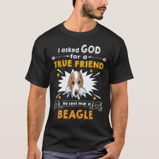 18 Frågade Gud - sann vän - en Beagle T Shirt
