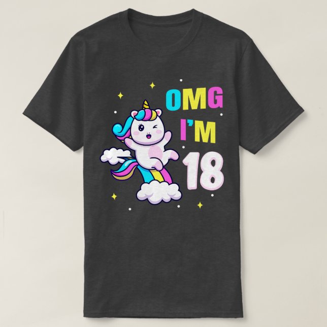 18 Geburtstag Geschenk Mdchen Einhorn T Shirt (Design framsida)