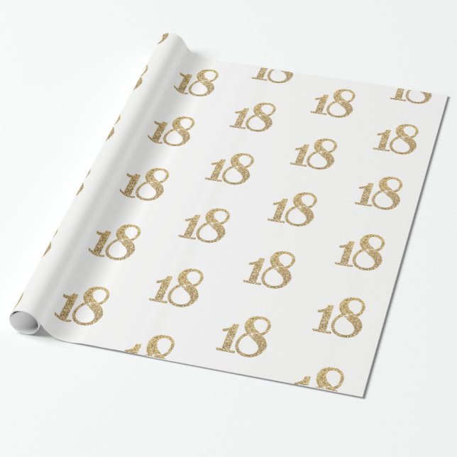 18 GULD GLITTER, glamorös sparsam födelsedag Presentpapper (Utrullad)
