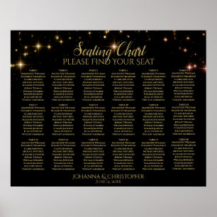 18 Guld-miniatyrdiagram, svart, Bröllop Poster